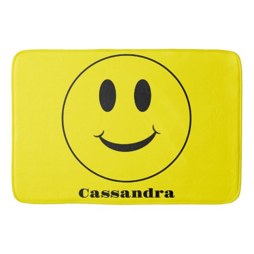 Retro Yellow Happy Face Smiling pattern Bath Mat