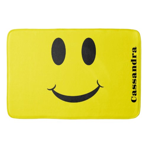Retro Yellow Happy Face Smiling pattern Bath Mat