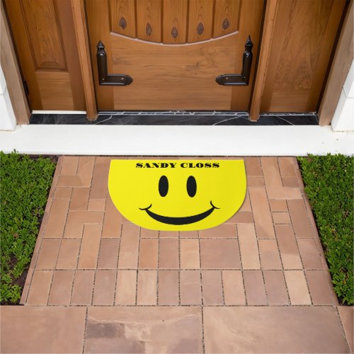 Retro Yellow Happy Face Smiling pattern Doormat
