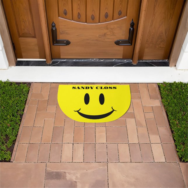 Retro Yellow Happy Face Smiling pattern Doormat (Outdoor)