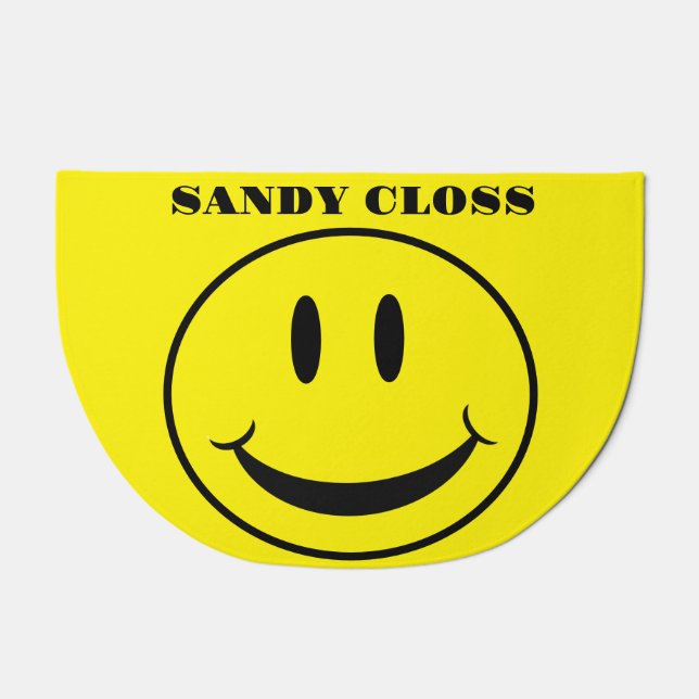 Retro Yellow Happy Face Smiling pattern Doormat (Front)