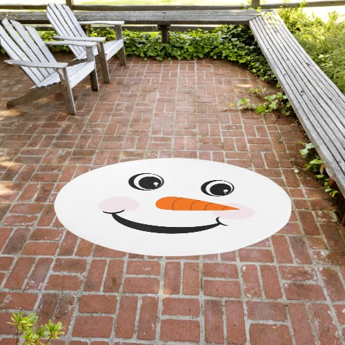 Retro Yellow Happy Face Smiling Round Outdoor Rug