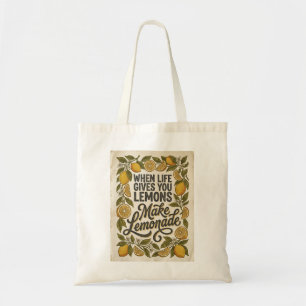 Retro Yellow Lemon Inspiration Quote Tote Bag