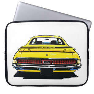 Retro Yellow Muscle Car Rear Pop Art Illustration Laptop Sleeve