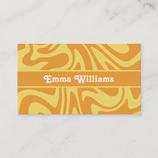 Retro Yellow Orange Modern Business Card (Front)