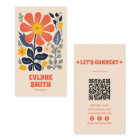 Retro Yellow Orange QR Code Groovy Floral Trendy