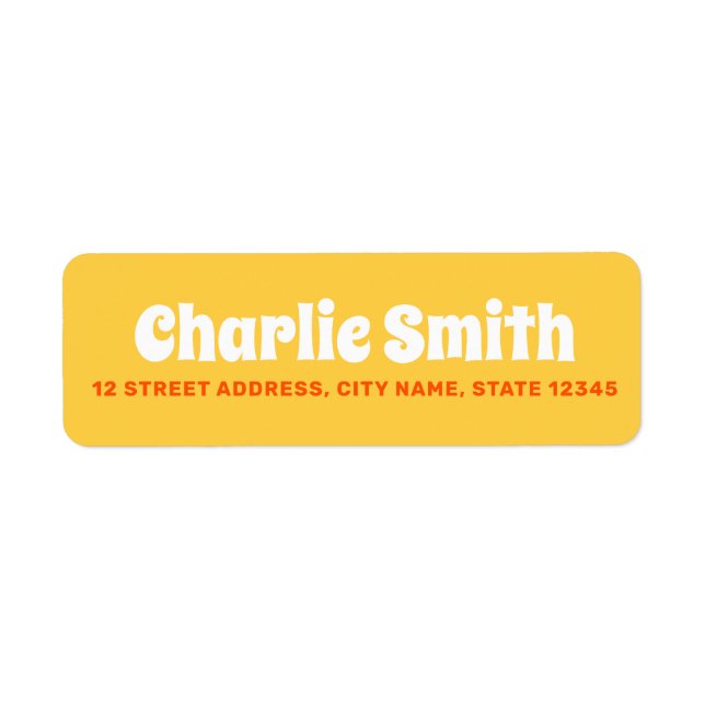 Retro yellow orange return address label (Front)