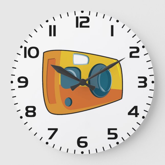 Retro Yellow Point and Shoot Film Camera Large Clock (Front)