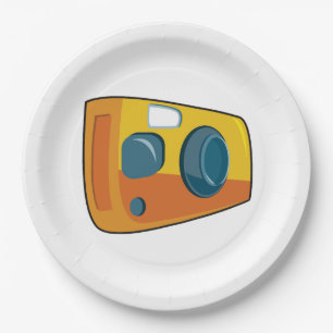 Retro Yellow Point and Shoot Film Camera Paper Plates