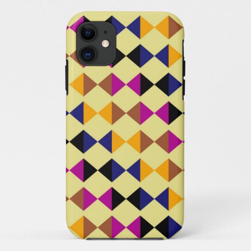 Retro Yellow Purple Blue Diamond Argyle iPhone 11 Case