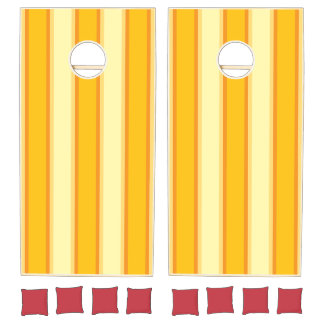 Retro Yellow Striped Cornhole Set