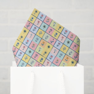 Retro yellow sunflower Floral Birthday party Tissue Paper