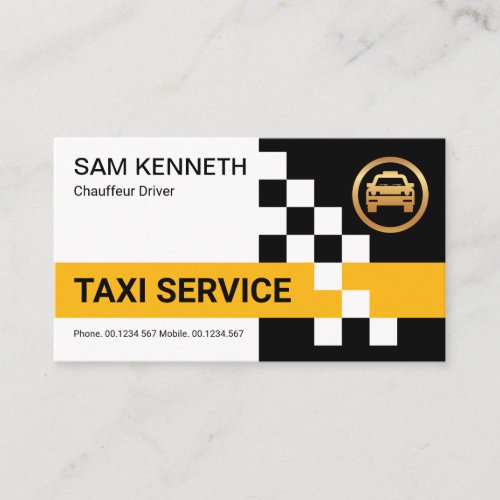 Retro Yellow Taxi Check Box Cab Ride Share Driver Business Card