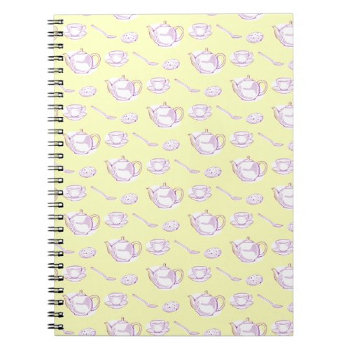 Retro yellow teapot pattern notebook