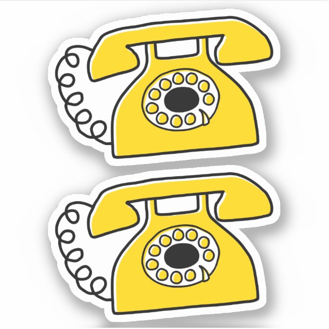 Retro yellow telephone stickers (Front)