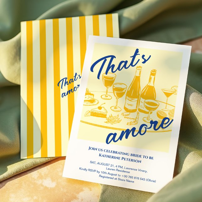 Retro yellow “that's amore” Bridal Shower Invitation (Creator Uploaded)