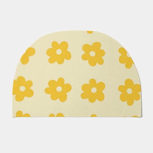 Retro Yellow Tropical Simple Flower Pattern Doormat