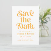 Retro Yellow Wedding  Save The Date (Standing Front)