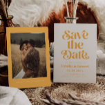 Retro Yellow Wedding  Save The Date<br><div class="desc">Retro and elegant save the date card featuring boho font that says "save the date" in yellow color. You can add a photo on the back.</div>