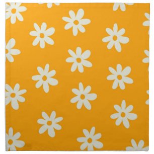 Retro Yellow White Floral Simple Flower Pattern Cloth Napkin