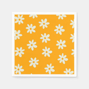 Retro Yellow White Floral Simple Flower Pattern Napkins