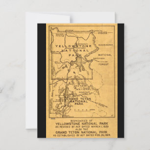 Retro Yellowstone - Grand Teton Map Postcard