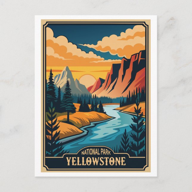 Retro Yellowstone National Park Postcard (Front)