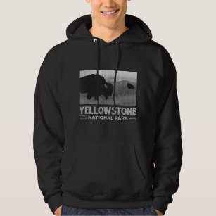 Retro Yellowstone National Park US Bison Buffalo V Hoodie