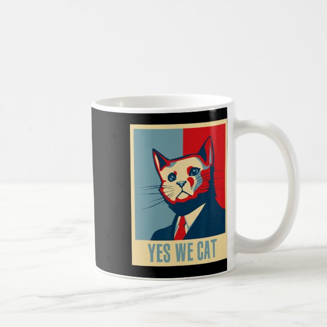 Retro Yes We Cat Funny Cat Lover Pet Owner  Coffee Mug (Right)
