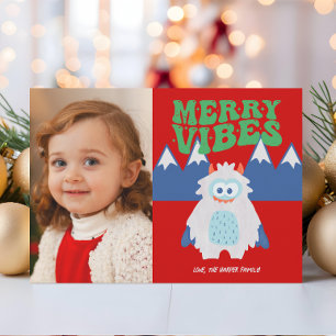 Retro Yeti Whimsical Christmas Holiday Card
