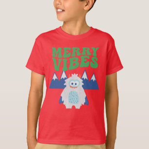 Retro Yeti Whimsical Kids Custom Christmas T-Shirt