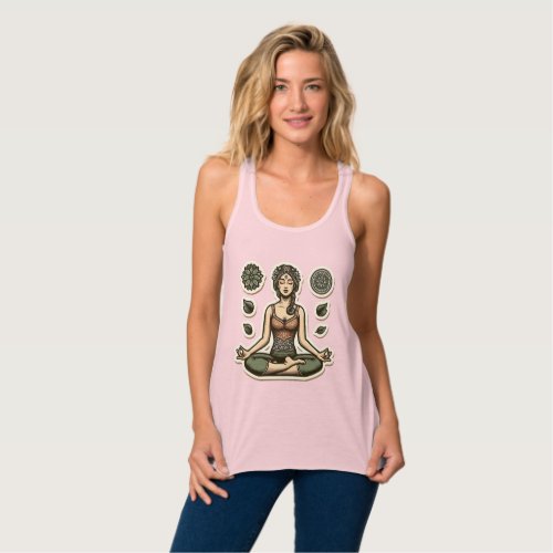 Retro Yoga Meditation Zen Woman T_shirt Tank Top