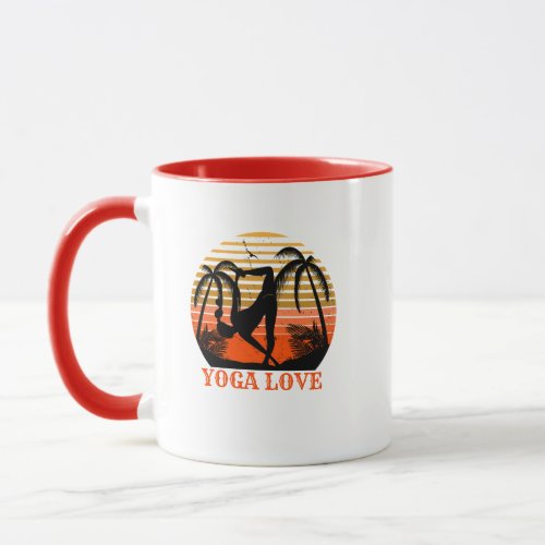 Retro Yoga Pose Love Yoga  Inspirational Yoga  Mug