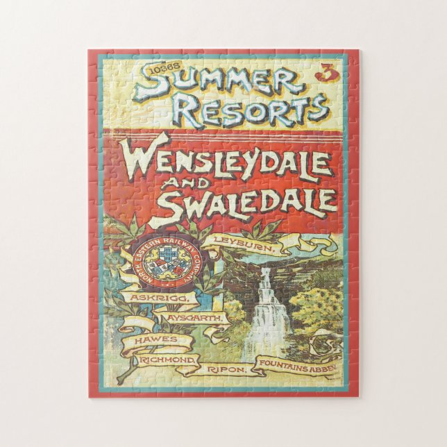 Retro Yorkshire Railroad Tourist Guide Cover Art Jigsaw Puzzle (Vertical)