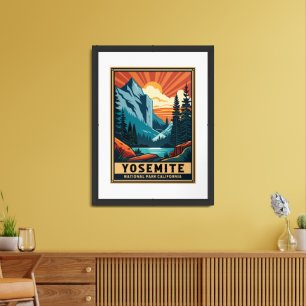 Retro Yosemite National Park California Framed Art
