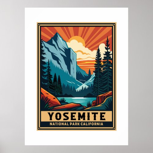 Retro Yosemite National Park Poster