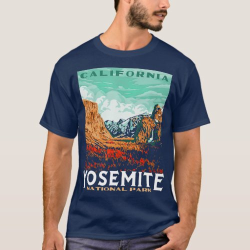Retro Yosemite National Park Valley WPA Style T_Shirt