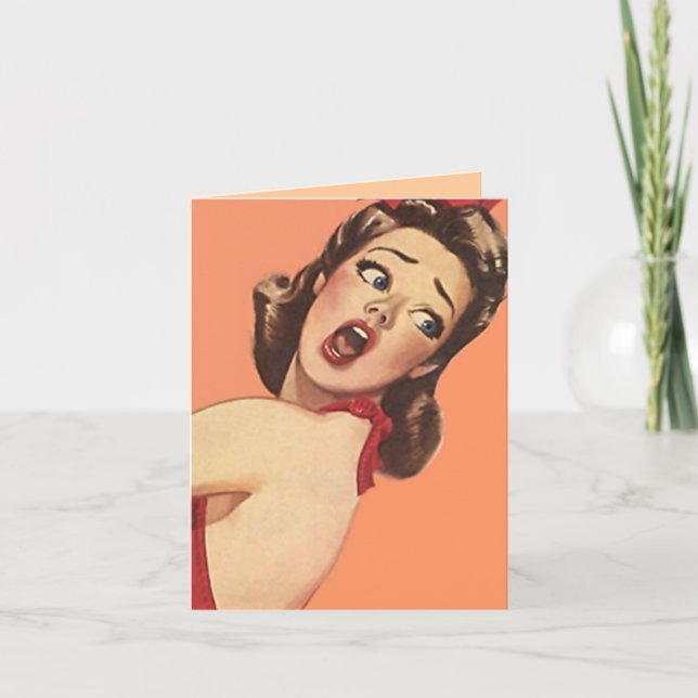 Retro You Are So Awesome note Card awestruck lady (Front)