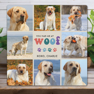 Retro You Had Me WOOF Custom 8 Photo Collage Dog Plaque