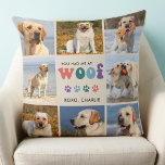Retro You Had Me WOOF Custom 8 Photo Collage Dog Throw Pillow<br><div class="desc">Introducing our "You Had Me at WOOF" pillow, the perfect addition to any dog lover's home. This pillow features a modern retro and cute design, with space for up to 8 pictures of your beloved pet. It's a great way to showcase your furry friend and celebrate the special bond you...</div>