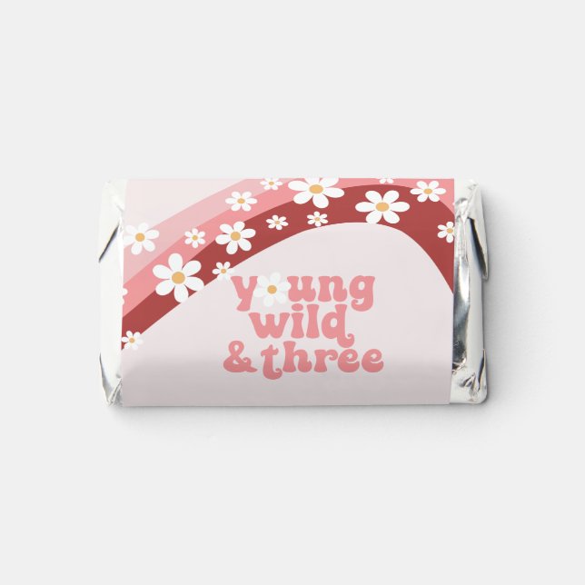 Retro Young Wild Three daisy boho 3rd birthday  Hershey's Miniatures (Front)
