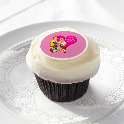 Retro Your a Hit with Me Valentine Edible Frosting Rounds