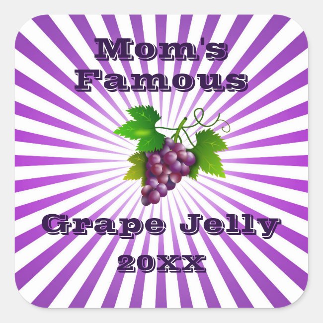 Retro Your Famous Grape Jelly Jar Canning Label