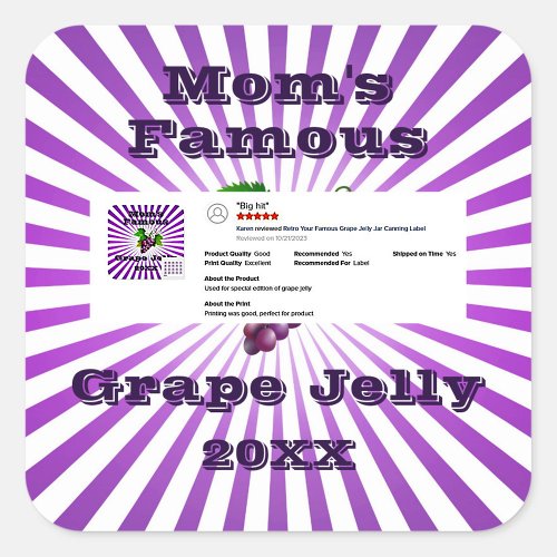 Retro Your Famous Grape Jelly Jar Canning Label