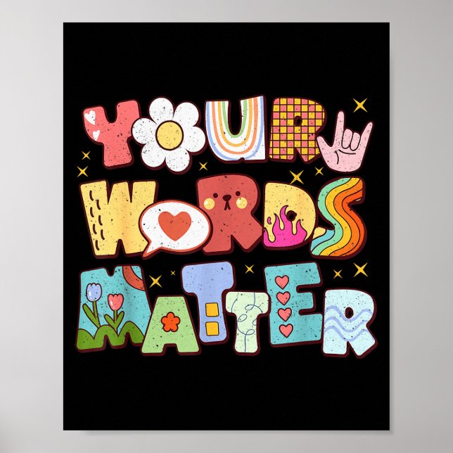 Retro Your Words Sped Special Education Teacher Ki Poster (Front)