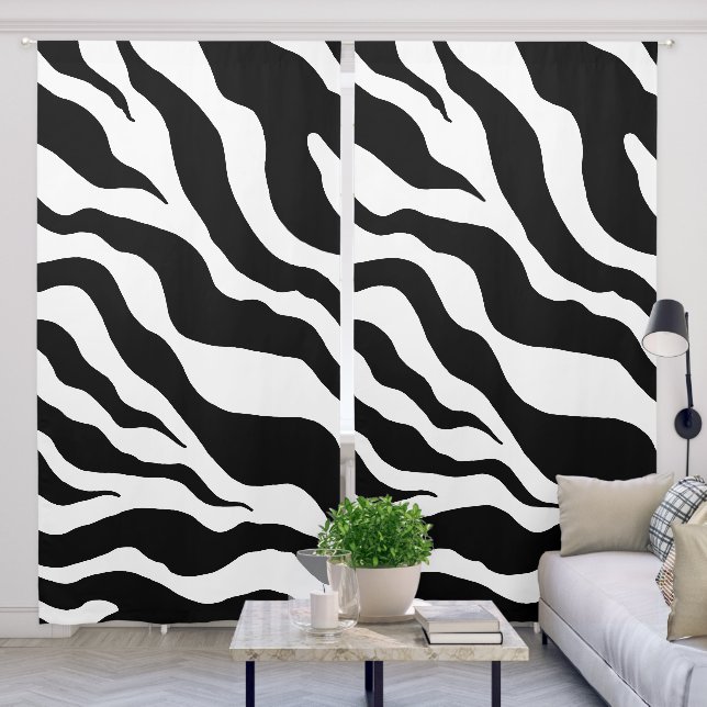Retro Zebra Pattern Curtains  (Living Room)