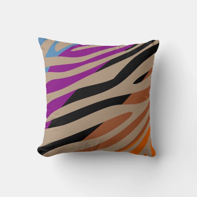Retro Zebra Print Skin Pattern 2 Throw Pillow (Front)