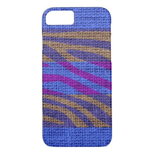 Retro Zebra Skin Print Pattern Burlap Rustic 10 iPhone 87 Case