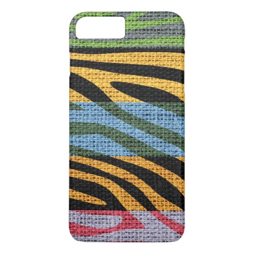 Retro Zebra Skin Print Pattern Burlap Rustic 11 iPhone 8 Plus7 Plus Case