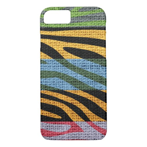 Retro Zebra Skin Print Pattern Burlap Rustic 11 iPhone 87 Case